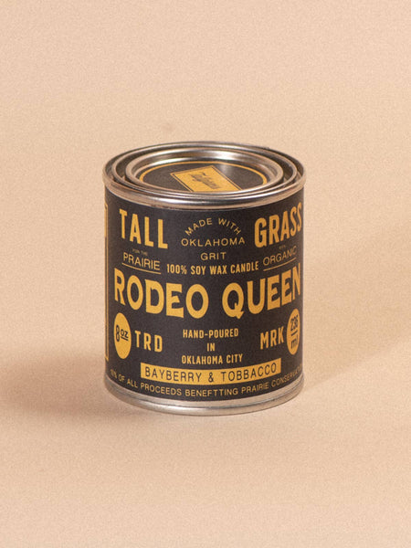 Rodeo Queen: Bayberry + Tobacco Soy Wax Candle: 4 oz