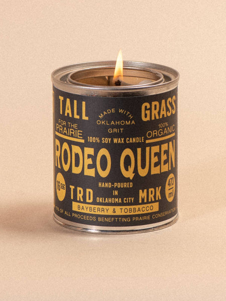 Rodeo Queen: Bayberry + Tobacco Soy Wax Candle: 4 oz