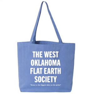 West Oklahoma Flat Earth Society Tote Bag in Sky Blue Canvas